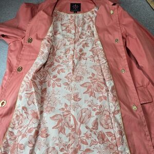 Isaac Mizrahi Women's Salmon Colored Rain Jacket Floral Lining XL